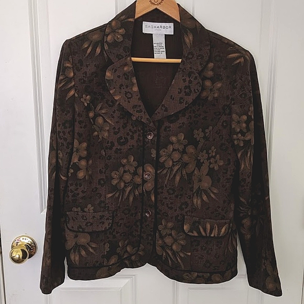 Vintage Brown Floral Jacket, size medium